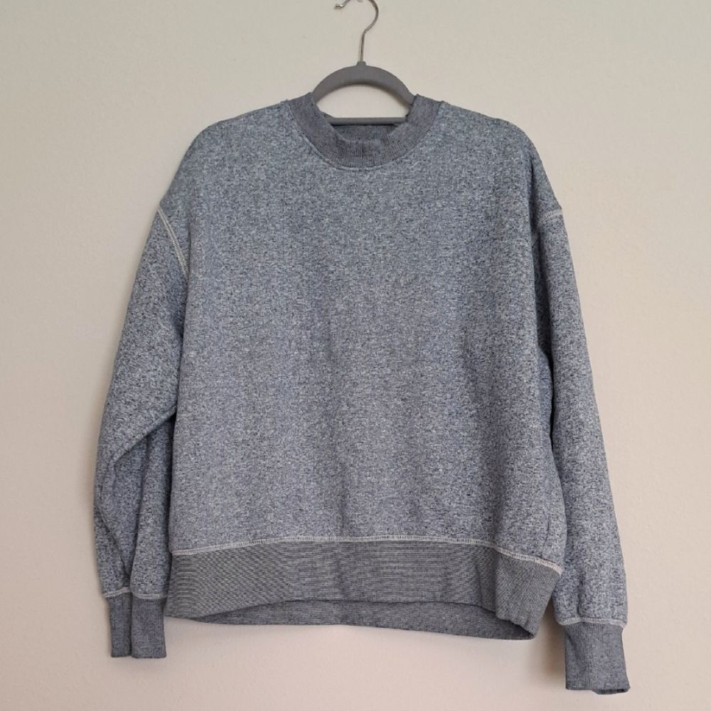 AE Laidback Luxe Heavyweight Sweatshirt in Heather Blue/Gray Size L
